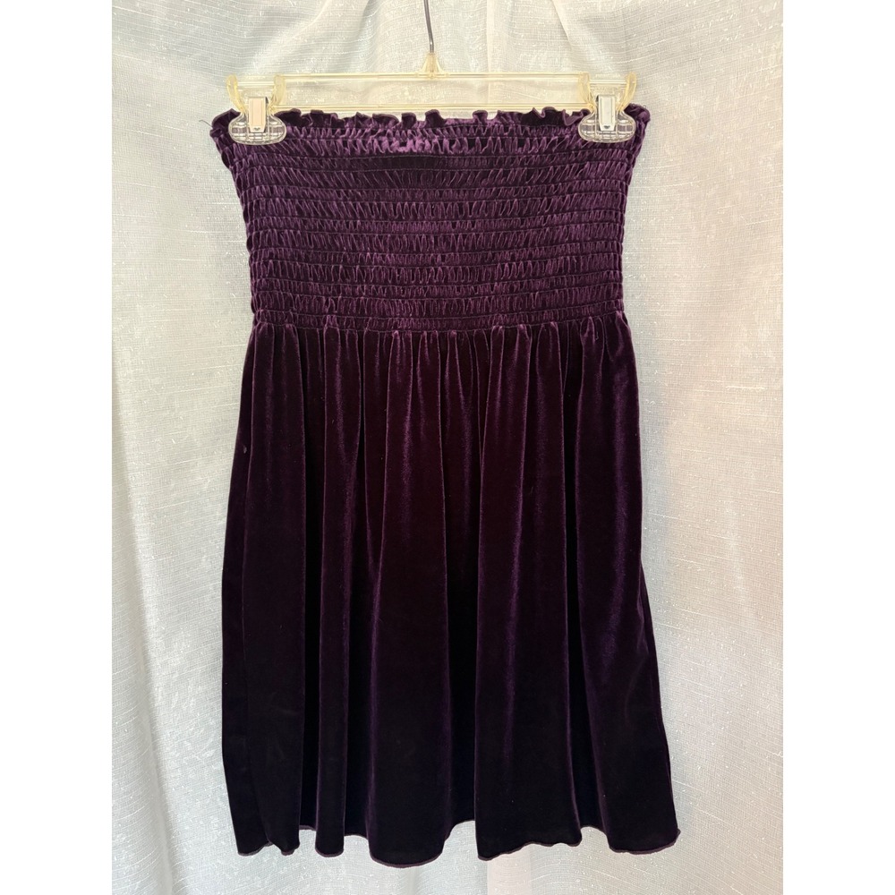 Y2K purple velvet bandeau tube babydoll top I.N. San Francisco